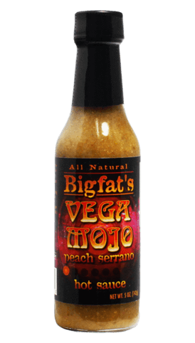 Bigfat's Vega Mojo Peach Serrano Hot Sauce - 5 Ounce Bottle
