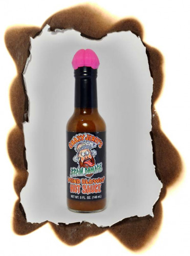 Crazy Jerry's Brain Damage Mind Blowin' Hot Sauce With Plastic Brain Topper - 5 Ounce Bottle
